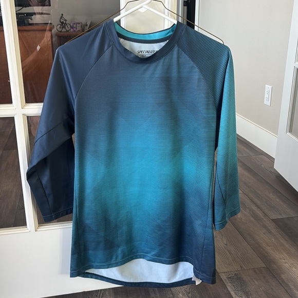 Specialized Demo 3/4 Jersey Men’s Small RN 65377 Gray/Turquoise stripe pattern - Picture 2 of 6